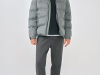 Утеплённая куртка с капюшоном и бесшовной стёжкой, Серый