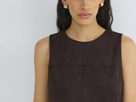 Платье миди из искусственной замши, Коричневый