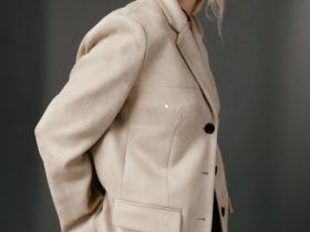 Однобортный жакет из искусственной замши, Бежевый