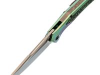 Складной нож TUOTOWN Guerrero, сталь M390, рукоять Green Crystal Ti/Green Carbon Fiber