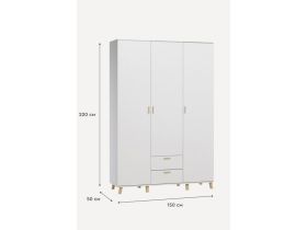 Распашной шкаф Пронто 3-150x220 Белый с зеркалом