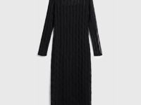 Ажурное платье миди, Черный