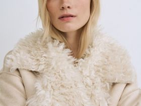 Дублёнка из искусственной замши и меха, Бежевый