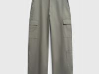 Хлопковые брюки карго с накладными карманами, Зеленый