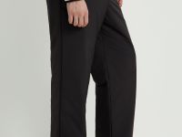 Утепленные брюки широкого кроя с утяжниками по низу