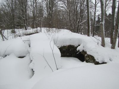 Памятное место, где осенью 1941 г. находился штаб Западного фронта. Сохранились остатки блиндажей