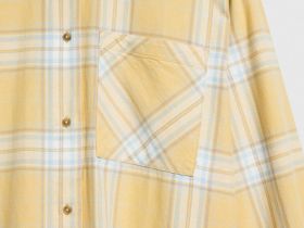 Рубашка в клетку из хлопка, Желтый