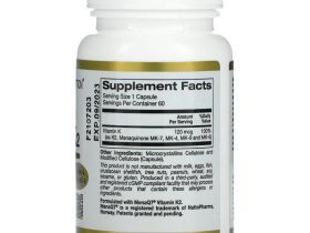 California Gold Nutrition, витамин K2 полного спектра действия, 120 мкг, 60 растительных капсул
