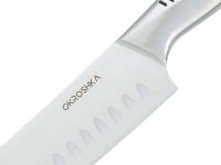Нож кухонный Сантоку Okroshka Wasabi 17.2 см, сталь 5cr15mov, рукоять сталь