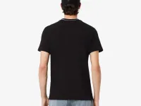 Мужская Футболка Lacoste с воротником в полоску из эластичного хлопка