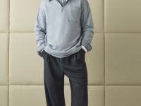 Толстовка с воротником поло на молнии, Серый