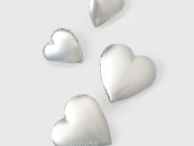 Серьги-локеты в форме сердца, 2 пары, Серебряный