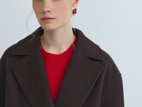 Короткое двубортное пальто, Коричневый