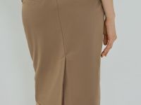 Прямая юбка миди из хлопка, Бежевый