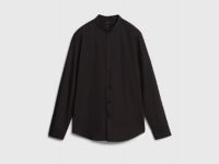 Рубашка c воротником мао, Черный
