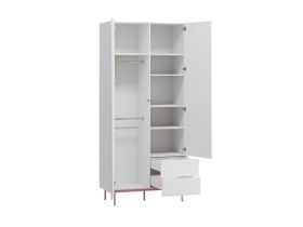 Распашной шкаф Изи 2-100x220 Белый/Розовый