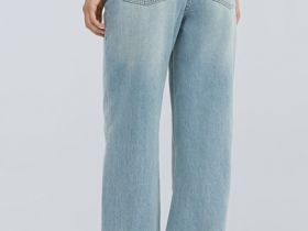 Широкие джинсы с высокой посадкой, Голубой