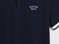 Поло из хлопка с принтом, Синий