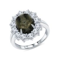 Серебряное кольцо с фианитами и лабрадоритами