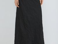 Атласная юбка из жатой ткани, Черный