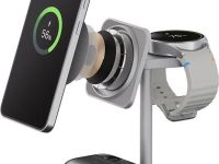 Беспроводное зарядное устройство uBear Evoke 3в1 Qi2, 25Вт серебро