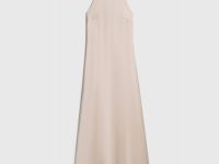 Сатиновое платье макси, Бежевый