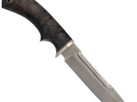 Нож Щука, сталь М390, мельхиор, рукоять из стабилизированной карельской березы