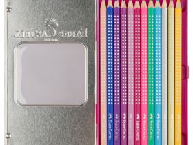 Набор карандашей цветные Faber-Castel "Sparkle", 12 цв., трехгран., метал. короб