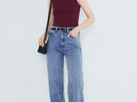 Вязаная майка с воротником-стойкой, Фиолетовый