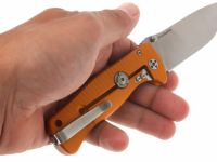 Нож складной LionSteel SR2A OS Mini, сталь Uddeholm Sleipner® Satin Finish, рукоять алюминий (Solid®), оранжевый