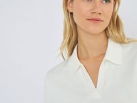 Джемпер с воротником-поло, Белый