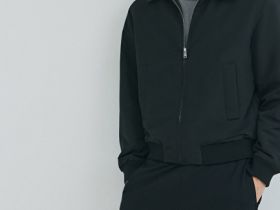 Утеплённый бомбер с отложным воротником, Черный