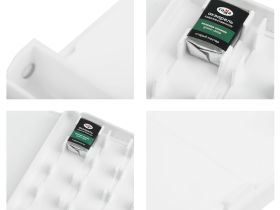 Пенал для акварели пластиковый Гамма, 12 кювет, белый, с палитрой