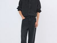 Джинсовая рубашка на пуговицах, Серый