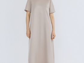 Сатиновое платье-футболка, Бежевый