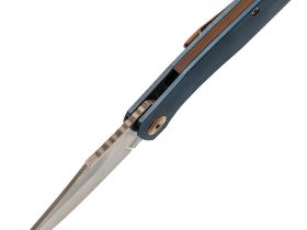 Складной нож Assassin knives Mini Rex Flipper, сталь Damascus, рукоять титан, синий