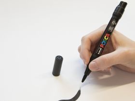 Маркер UNI "POSCA" PCF-350, кисть, цвет золотой