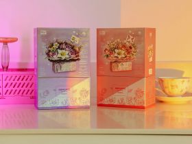 1952_MK Конструктор Фиолетовый букет в корзинке