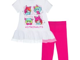 Комплект трикотажный для девочек: фуфайка (футболка), брюки (легинсы)