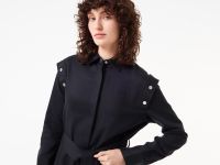 Женское платье Lacoste свободного кроя с поясом и длинным рукавом