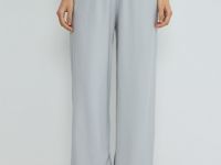 Прямые брюки с поясом на резинке, Серый