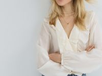 Блузка из лиоцелла с рюшами, Бежевый