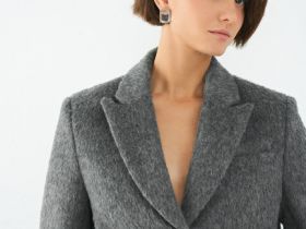 Однобортный жакет из натуральной шерсти, Серый