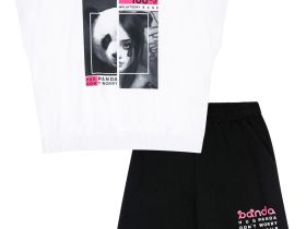 Комплект трикотажный для девочек: фуфайка (футболка), шорты