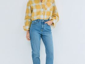 Джинсы Mom с высокой посадкой, Голубой