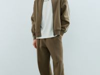 Бомбер на молнии с контрастными деталями, Бежевый