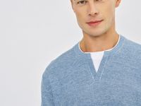 Джемпер с вырезом хенли, Голубой