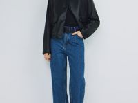 Короткая куртка из искусственной кожи, Черный