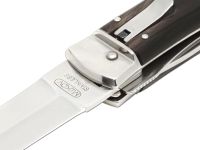 Выкидной многопредметный нож Mikov Predator, сталь 420, рукоять рог буйвола, кожаный чехол