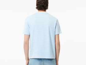 Мужская полосатая Футболка Lacoste из плотного хлопка